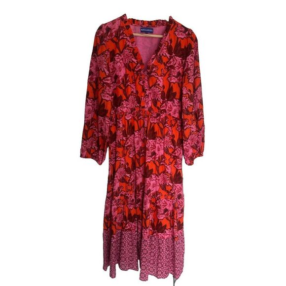 Tuckernuck Ro's Garden Cecile Guadalupe Tiered Maxi Dress in Red Pink  Women's XL